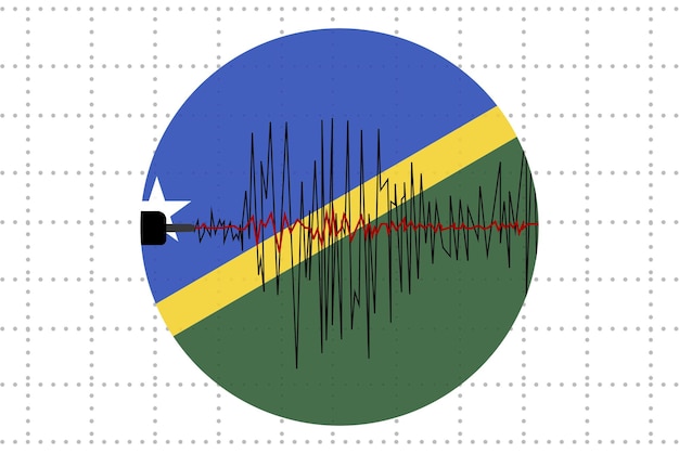 Earthquake in Solomon Island concept seismic wave with flag natural disasters news banner