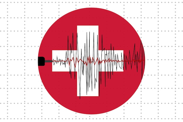 Earthquake in Switzerland concept seismic wave with flag natural disasters news banner