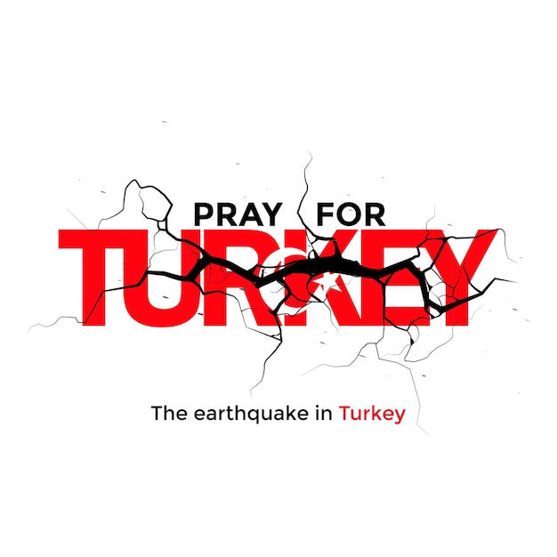 Earthquake in Turkey, Pray for Turkey, crack on floor, post, banner