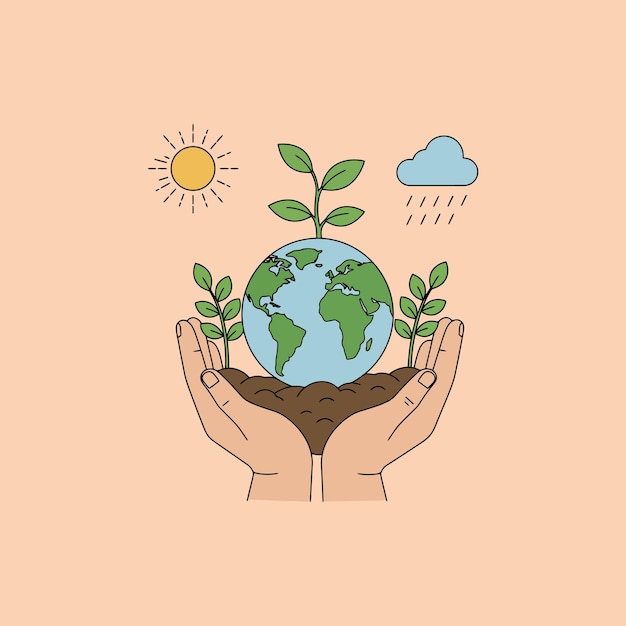 earths embrace a simple illustration of nurturing growth