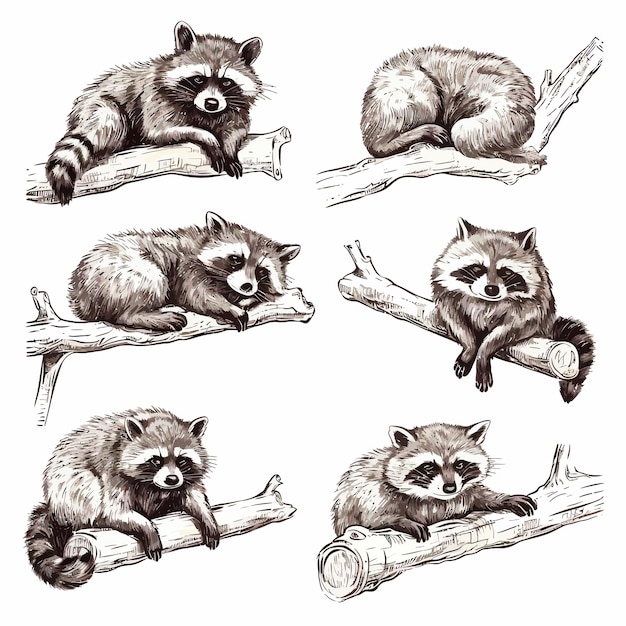 Vector earthtone raccoon illustration