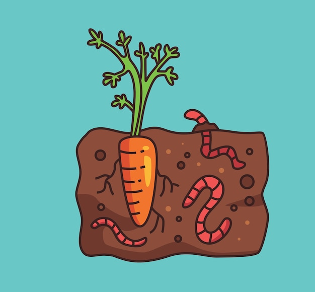 Дождевой червь с овощным мультфильмом