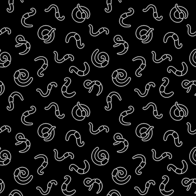 Vector earthworms vector line seamless pattern with worms signs