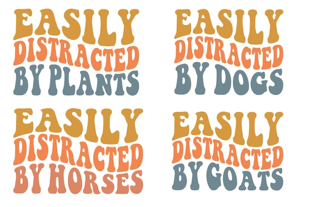 Easily Distracted by Plants Easily Distracted by dog Easily Distracted by horses SVG tshirt