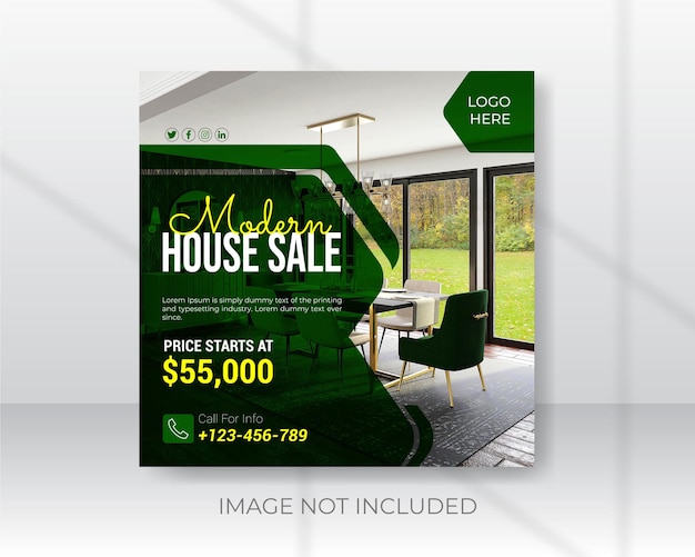 Easily editable colorful and elegant real estate social media post design