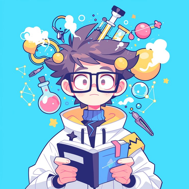 Vector 20代の東アジア人少年物理学を勉強している