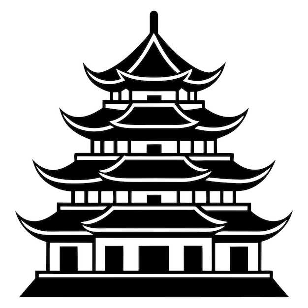 east asian pagoda illustration