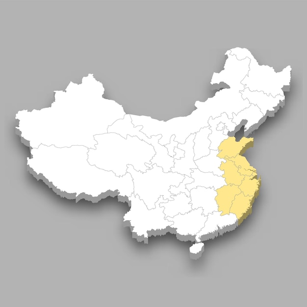 Vector east region location within china map