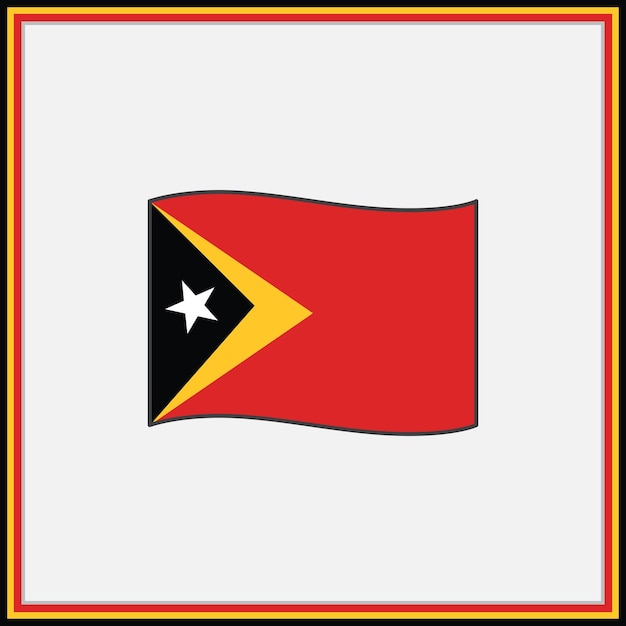 East Timor Flag Cartoon Vector Illustration Flag of East Timor Flat Icon Outline National East Timor Flag