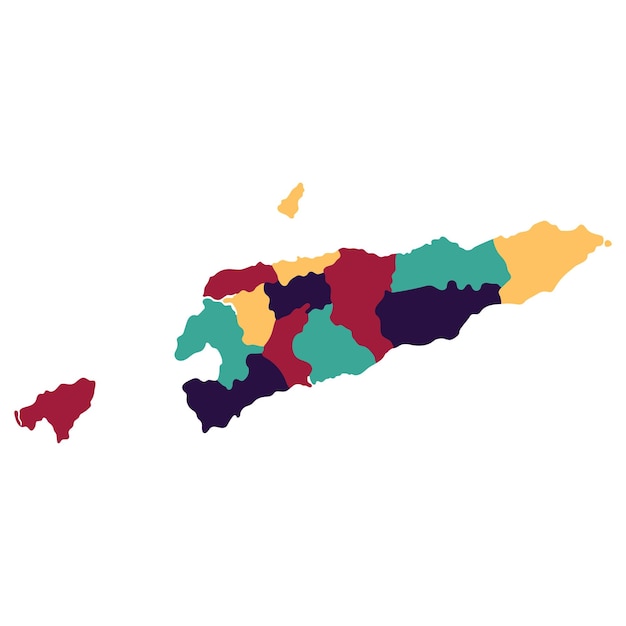 East Timor map Map of TimorLeste in administrative provinces in multicolor