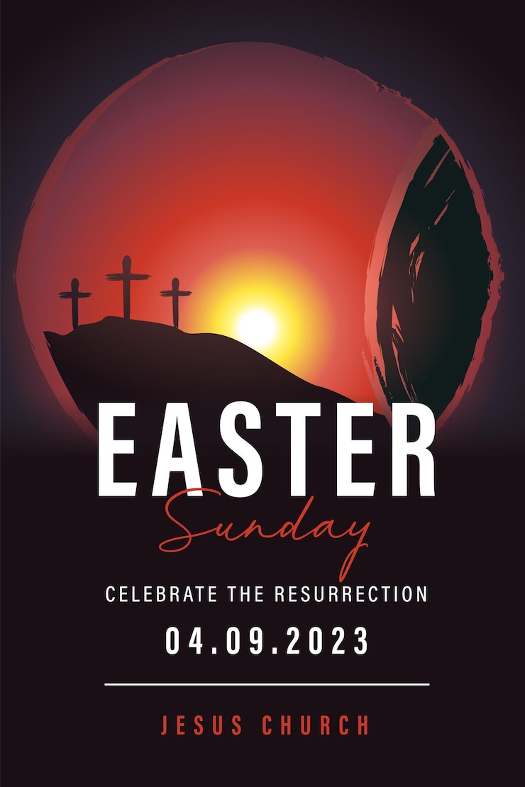 Vector easter 2023 greeting card or poster template web christian banner vector illustration