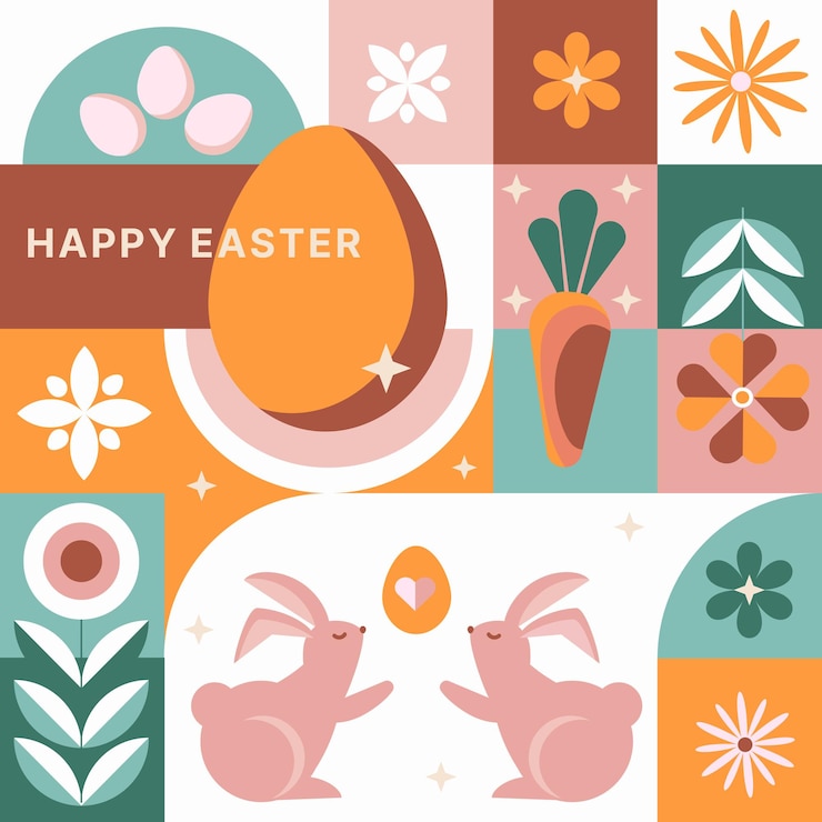 Vector easter abstract geometric design happy easter geometric background for card banner wallpaper vector