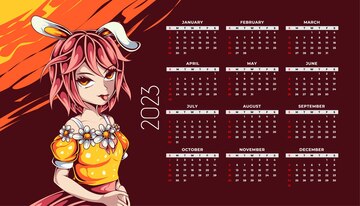 Premium Vector  Chinese new year anime calendar 2023