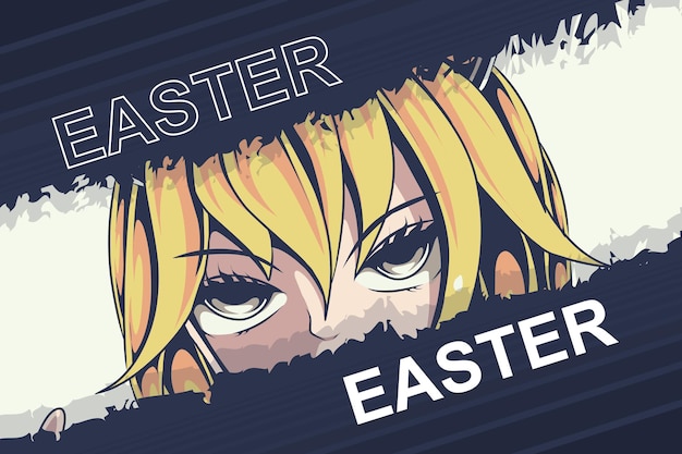 Vector easter anime comic manga style