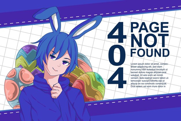 Vector easter anime illustration error 404 page not found