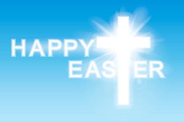 Vector easter background cross and heaven with white clouds vector illustration