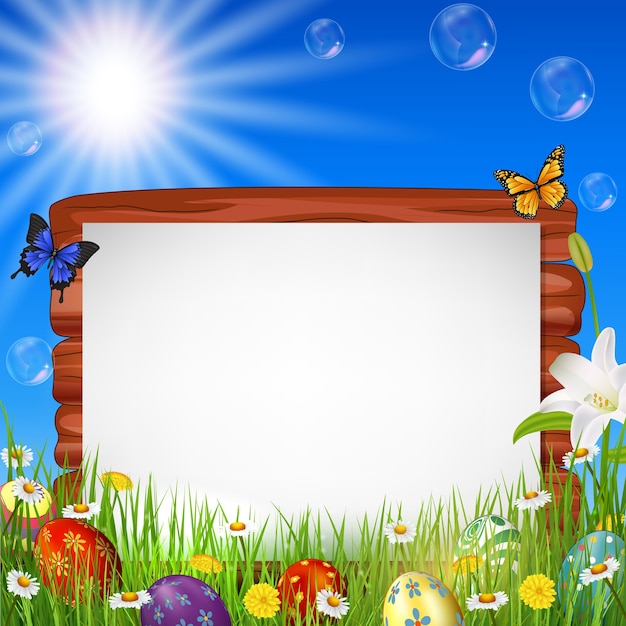 Easter background with blank sign