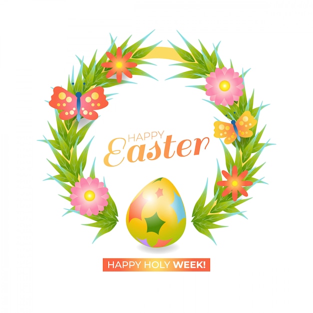 Easter background with traditional objects