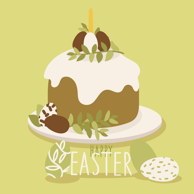 ベクトル イースター バナー イースター パンをイメージしたはがき 卵 花 キャンドル デザイン要素