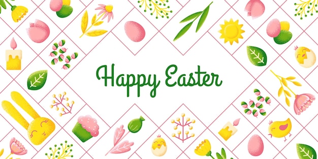 Easter banner template Festive egg spring website or shop poster Elegant greetings layout abstract advertisement promo swanky vector background