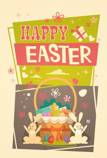 Easter Basket Holiday Symbols Greeting Card