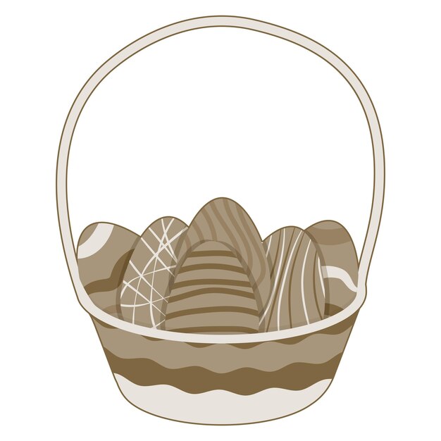 Easter basket with eggs Vector element