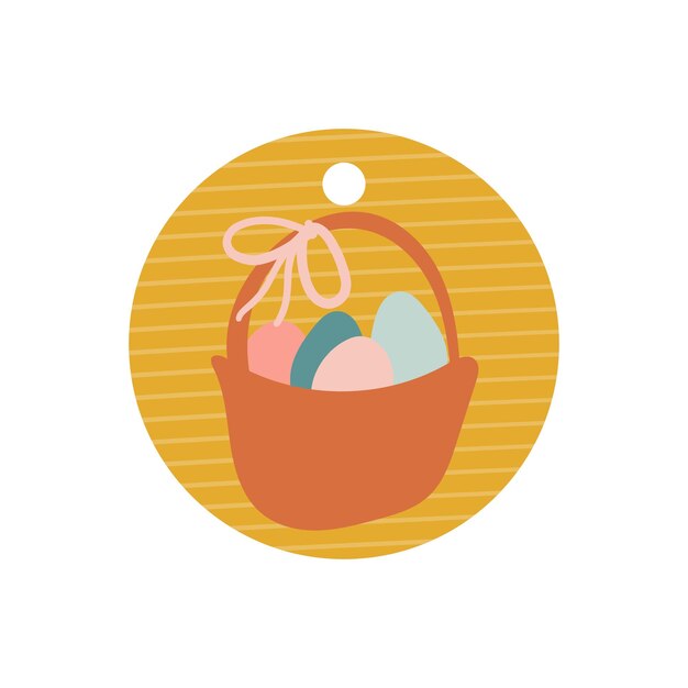 Easter basket with eggs on a white background