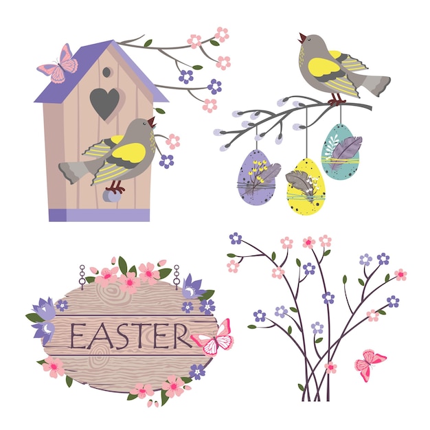 EASTER BIRDHOUSE SET