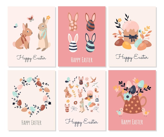 Easter boho greeting cards set