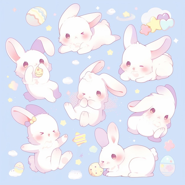 Easter bunnies stickers