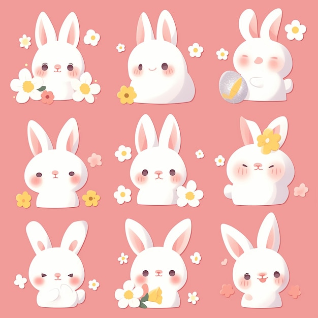 Easter bunnies stickers