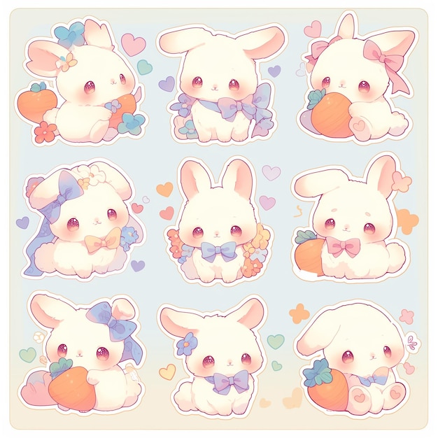 Vector easter bunnies stickers