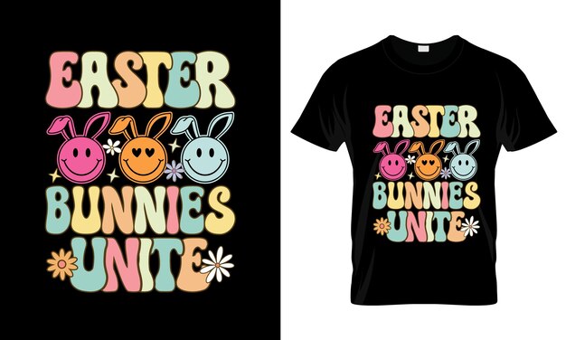 Easter Bunnies Unite colorful Graphic TShirt Easter Day TShirt Design