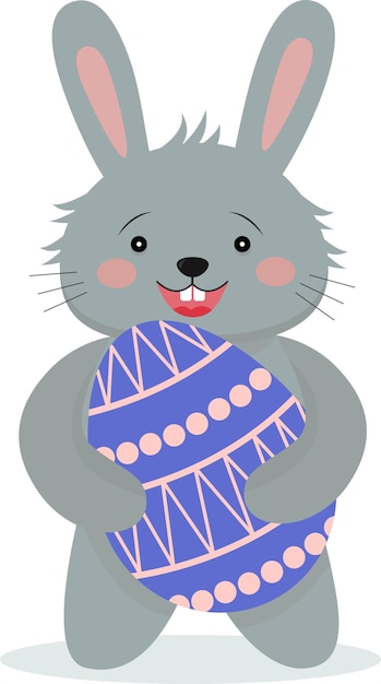 Вектор Пасхальный кролик и пасхальное яйцо векторная иллюстрация в мультяшном стиле на изолированном фоне