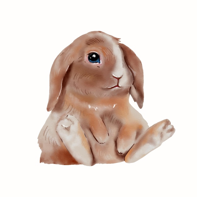 Easter Bunny aquarel illustratie geïsoleerd op een witte achtergrond Schattige konijn hand tekenen vector