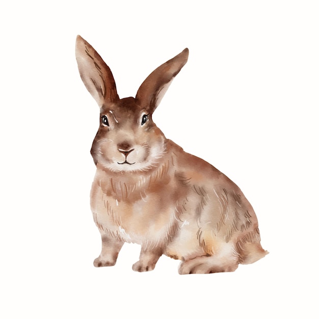 Easter bunny aquarel illustratie geïsoleerd op een witte achtergrond schattige konijn hand tekenen vector