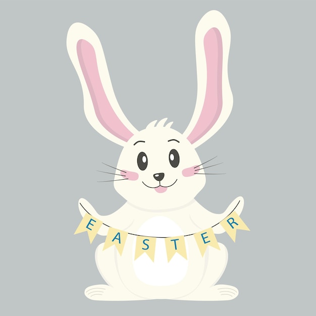 Пасхальный заяц. Кролик с флажками ПАСХА