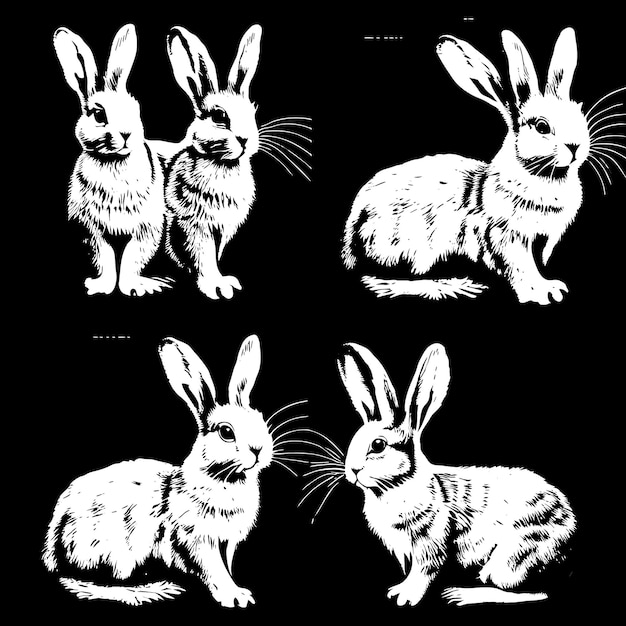 Easter Bunny Collection Flat Vector Icons