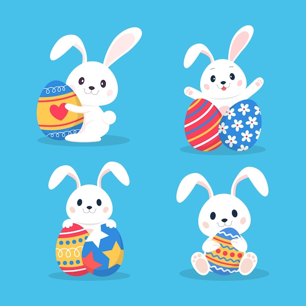 Vector easter bunny collection set