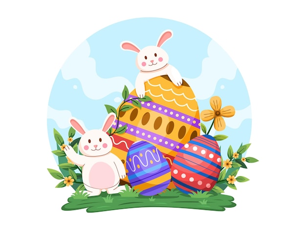 Easter bunny and a colorful egg