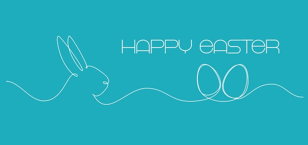 Vector easter bunny continuous one line drawing. rabbit simple image. minimalist vector illustration.