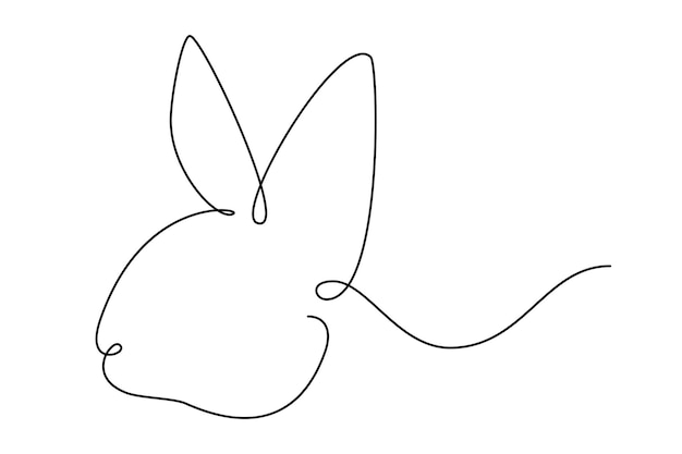 Easter bunny continuous one line drawing. Rabbit simple image. Minimalist vector illustration.