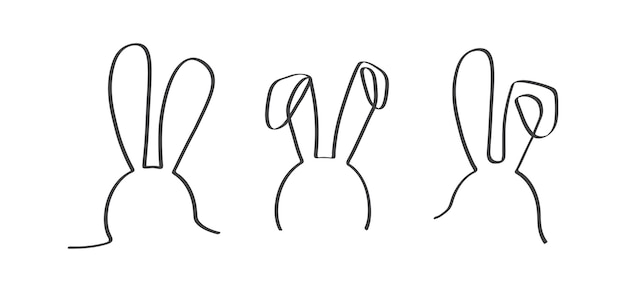 Easter bunny continuous one line vector icon drawing rabbit outline ears animal minimal contour