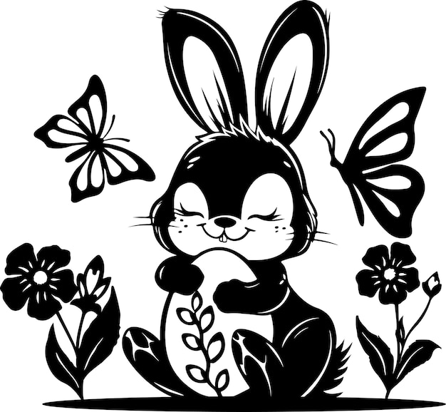 Vector easter bunny cut files vector leuk bloemig konijn