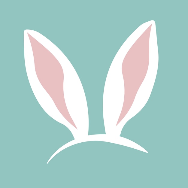 Easter bunny ears isolated on turquoise background Vector illustration