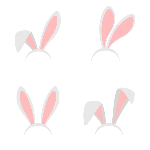 Easter bunny ears mask   illustration. Ostern rabbit ear spring hat set isolated  