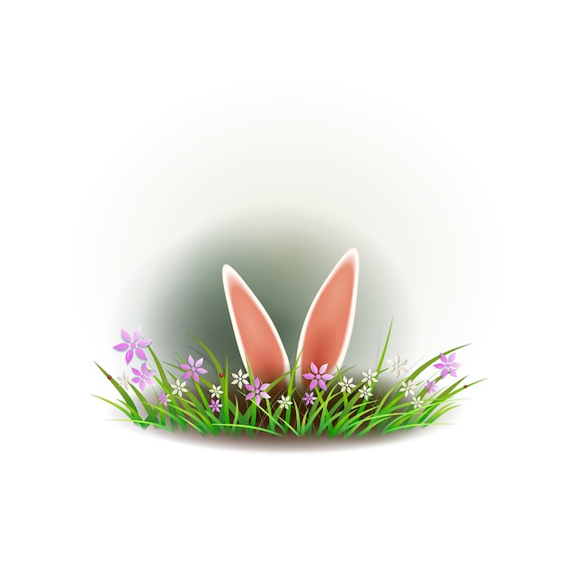 Easter bunny ears with green grass