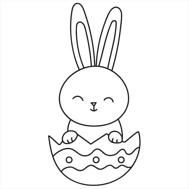 Easter bunny in egg in doodle style