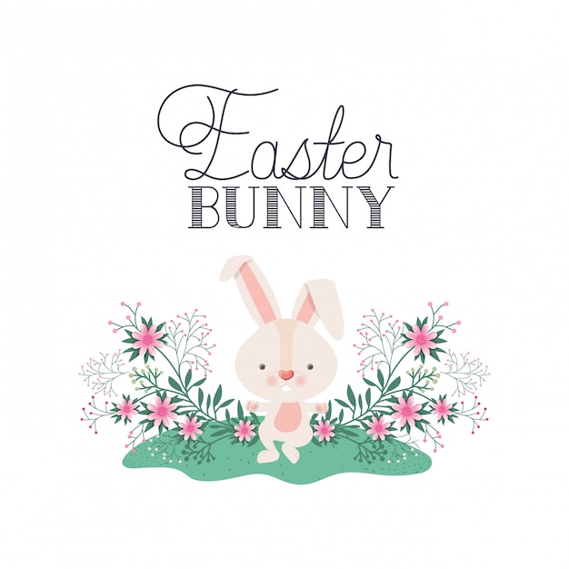 Easter bunny label isolated icon