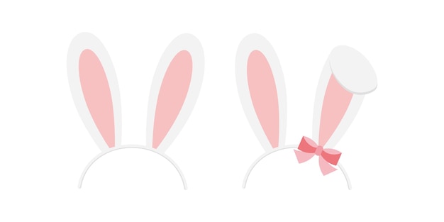 Easter bunny rabbit ears headband vector icon set isolated on white background.